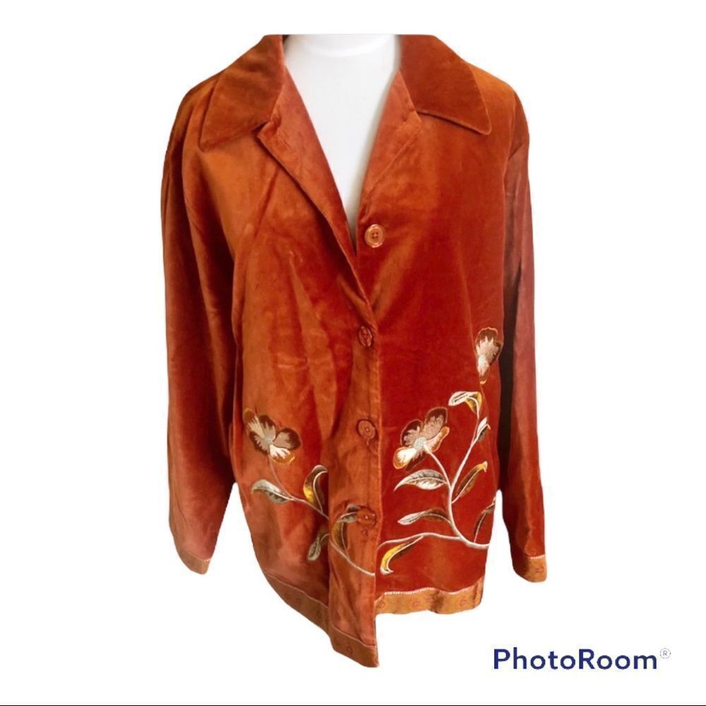 Jessica Holbrook orange-e embroidered blazer M